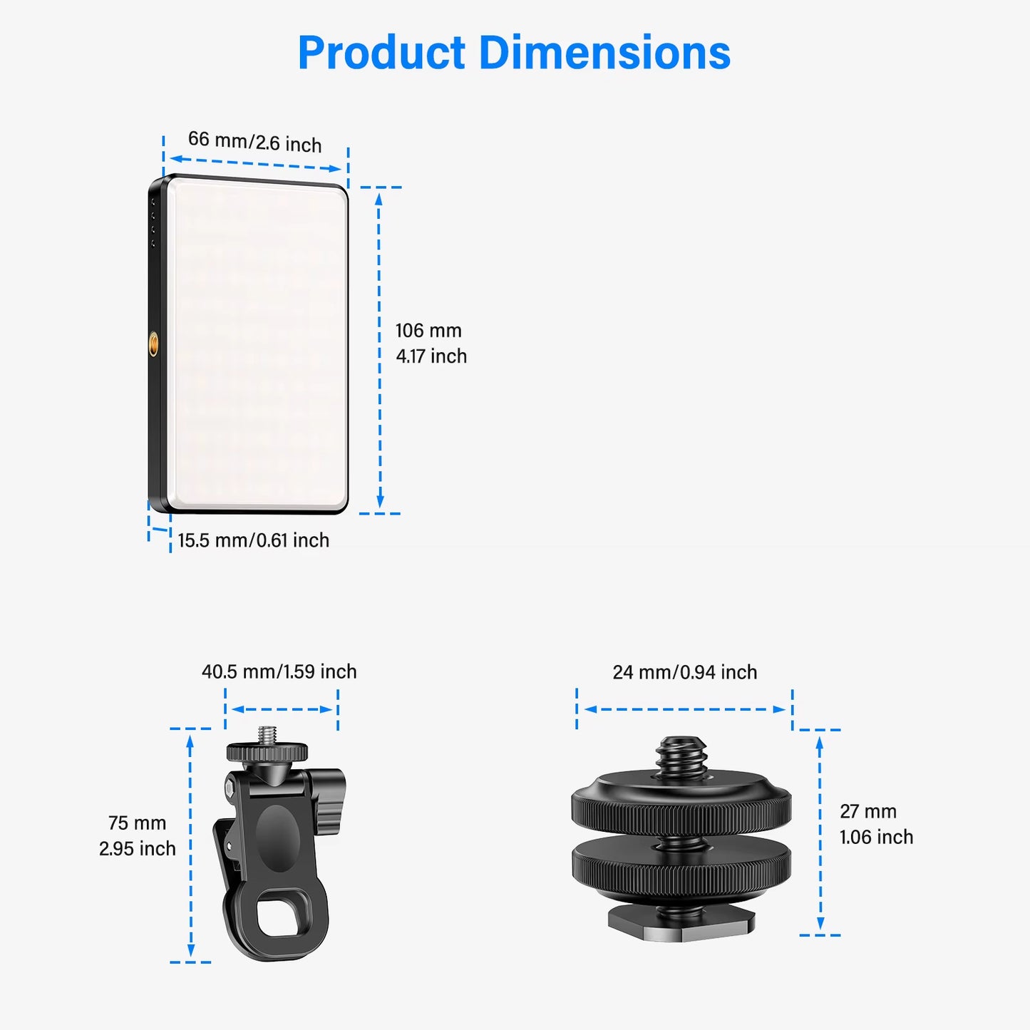 LED Camera Light Video Lamp Kit Dimmable 2500K-9000K Bi-Color Panel Light Photography Fill Light and Phone Clip Vlog Kits