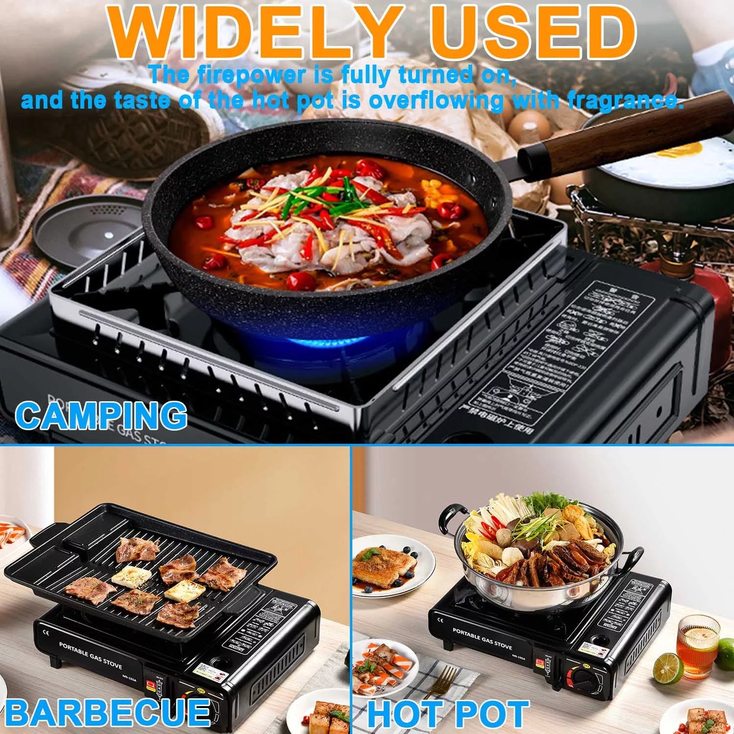BlazeBuddy Portable Camping Stove Butane Stove with Wind Baffle,Portable Camping Stove for Outdoor Cooking, with Carrying Case Great for Emergency Preparedness Kit