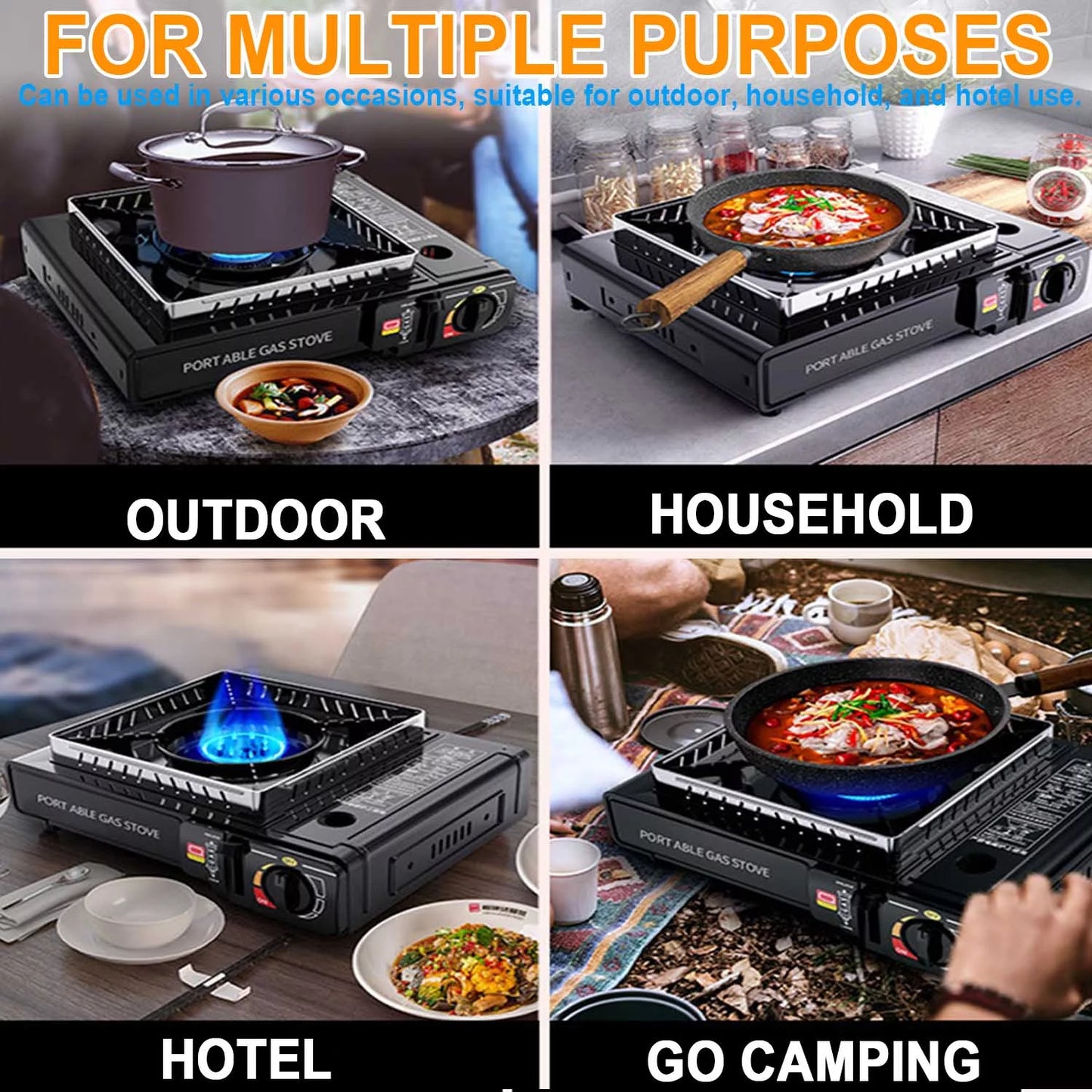 BlazeBuddy Portable Camping Stove Butane Stove with Wind Baffle,Portable Camping Stove for Outdoor Cooking, with Carrying Case Great for Emergency Preparedness Kit