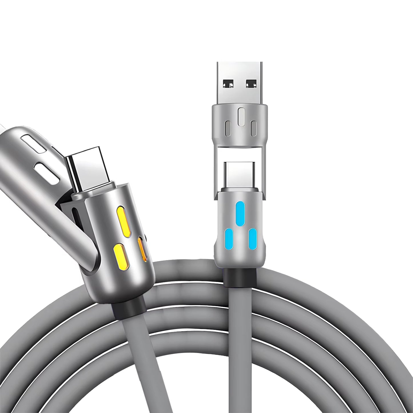 LIT Supa Charger ! 4-In-1 Multi Port Fast Charging Cable 3A USB/C to Type C/Phone Fast Sync Charger Adapter Compatible with Laptop/Tablet