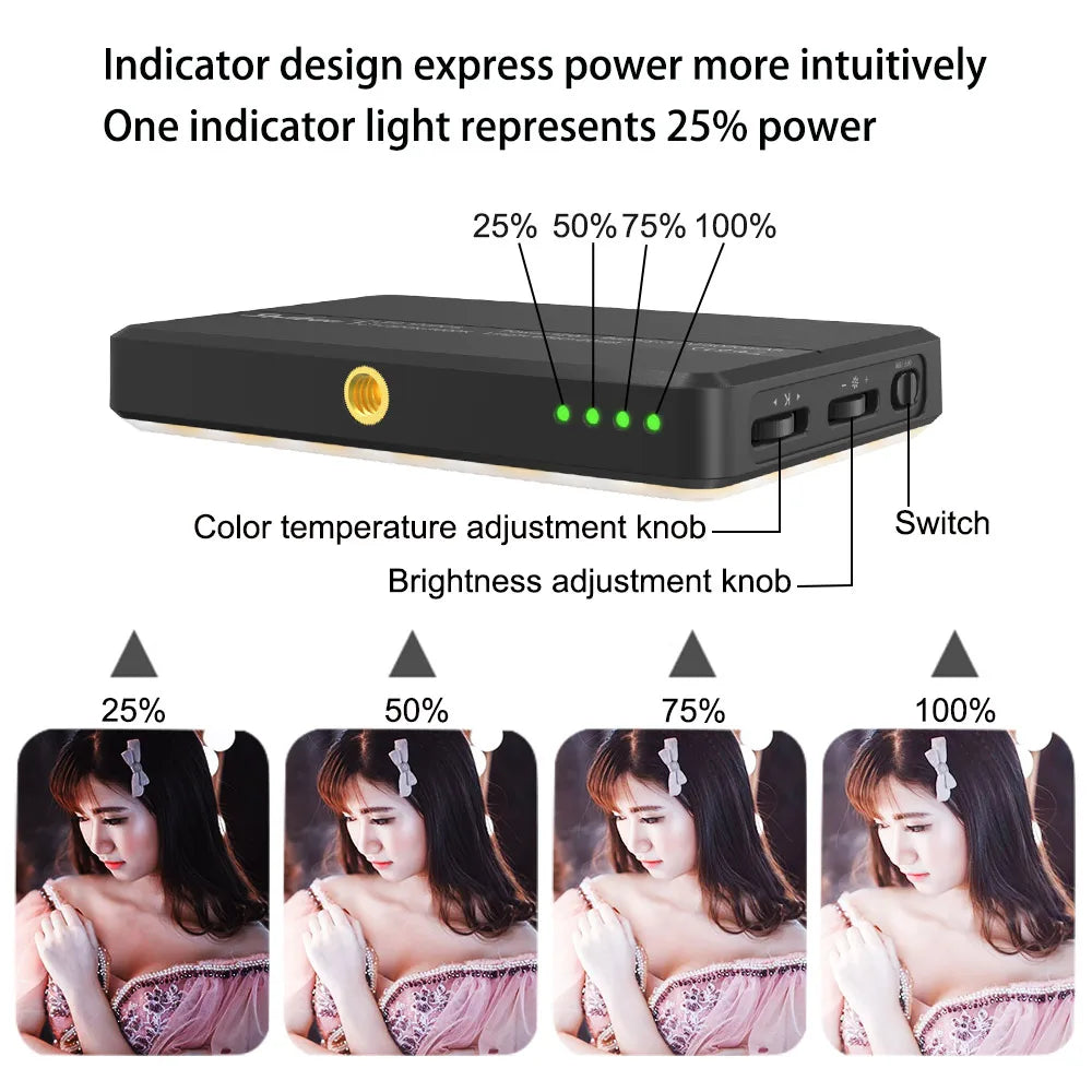 LED Camera Light Video Lamp Kit Dimmable 2500K-9000K Bi-Color Panel Light Photography Fill Light and Phone Clip Vlog Kits