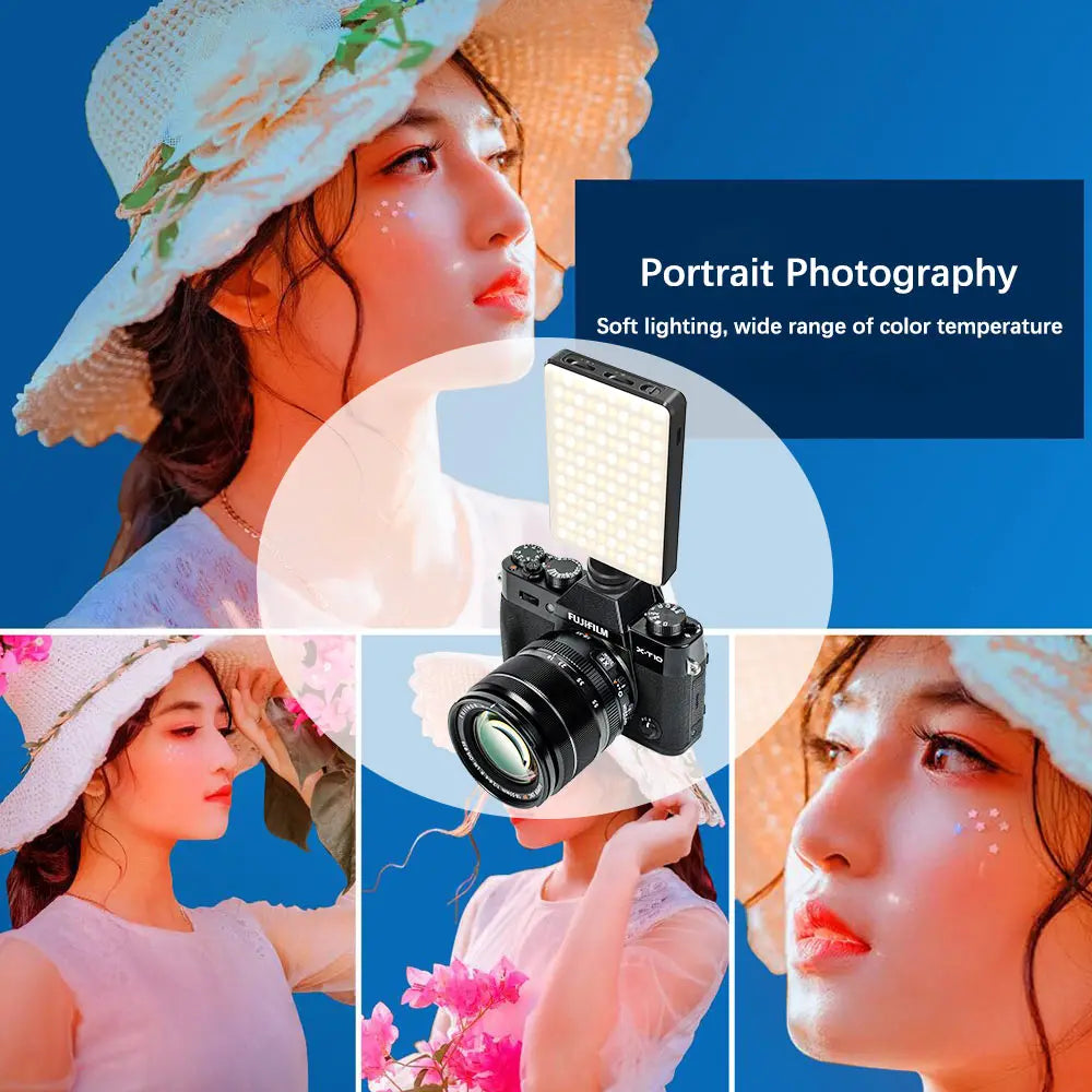 LED Camera Light Video Lamp Kit Dimmable 2500K-9000K Bi-Color Panel Light Photography Fill Light and Phone Clip Vlog Kits