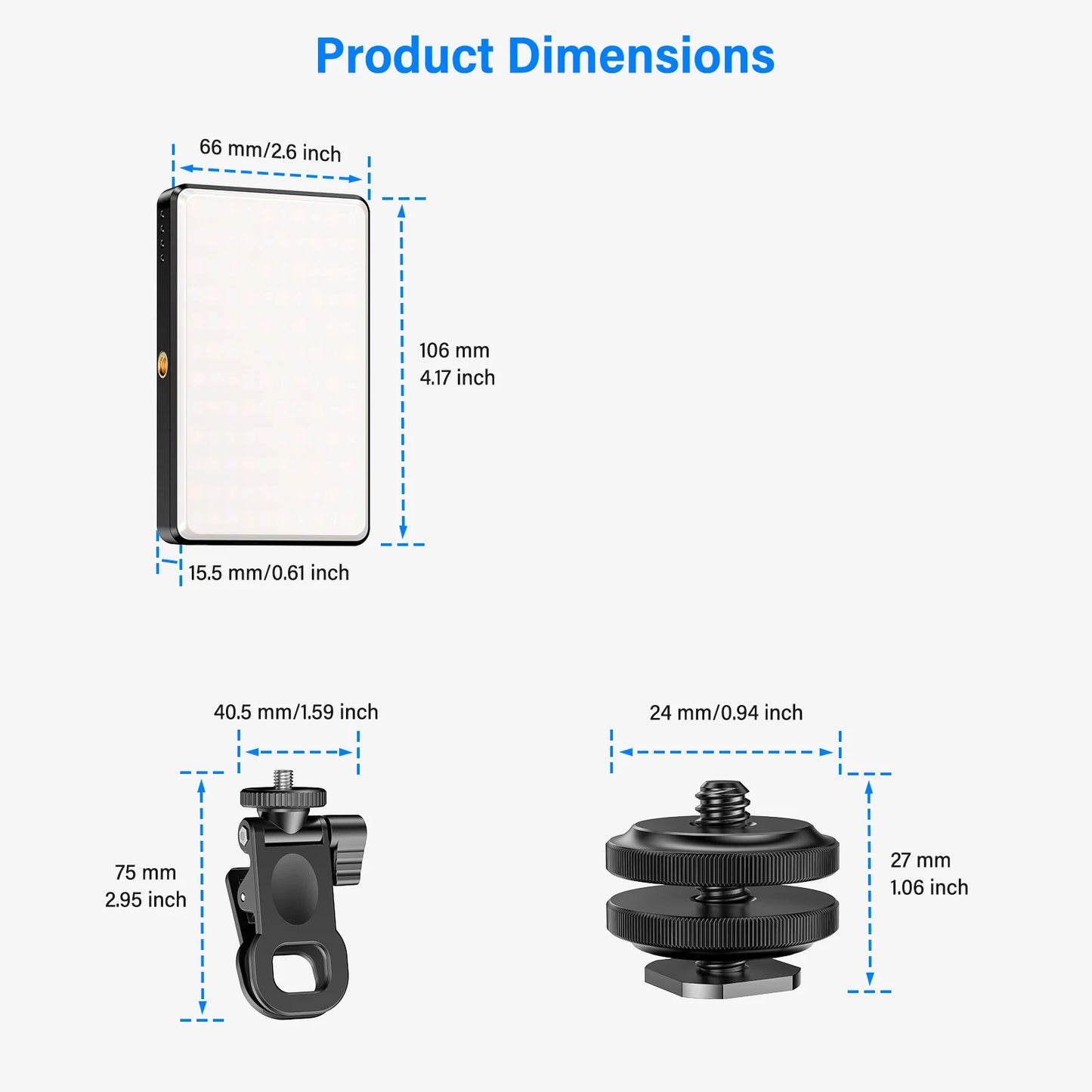 LED Camera Light Video Lamp Kit Dimmable 2500K-9000K Bi-Color Panel Light Photography Fill Light and Phone Clip Vlog Kits
