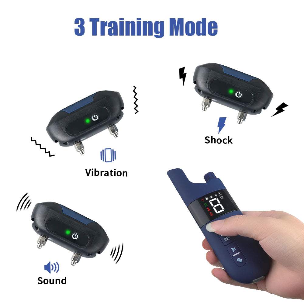 800M Electric Dog Training Collar Light IP7 Waterproof Pet Remote Control with Shock Vibration Sound Function Collars