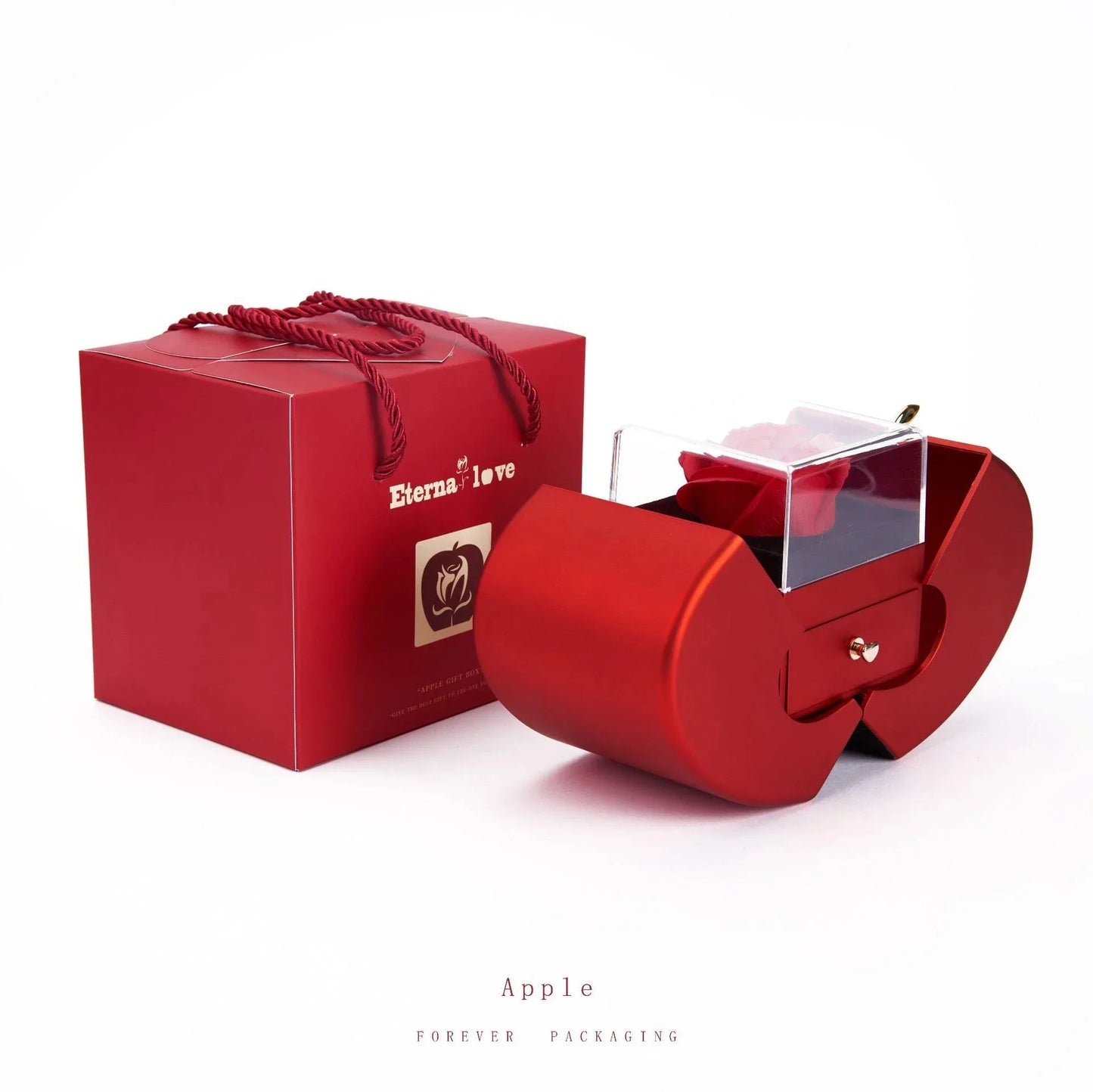 The Everlasting Love Rose Red Apple Jewelry Box Necklace