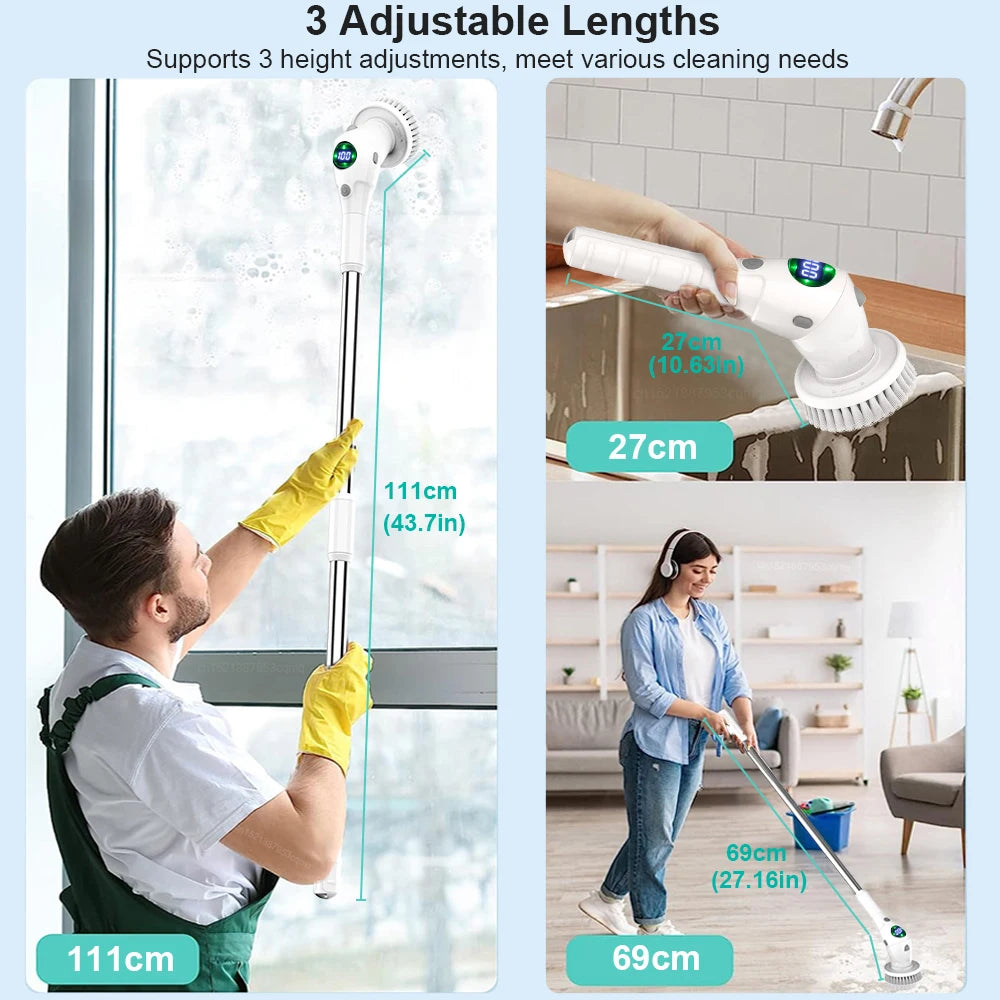 Electric Cleaning Brush Household Multifunctional Cleaning Brush 8 in 1 Wireless Cleaning Brush for Bathroom Kitchen Toilet