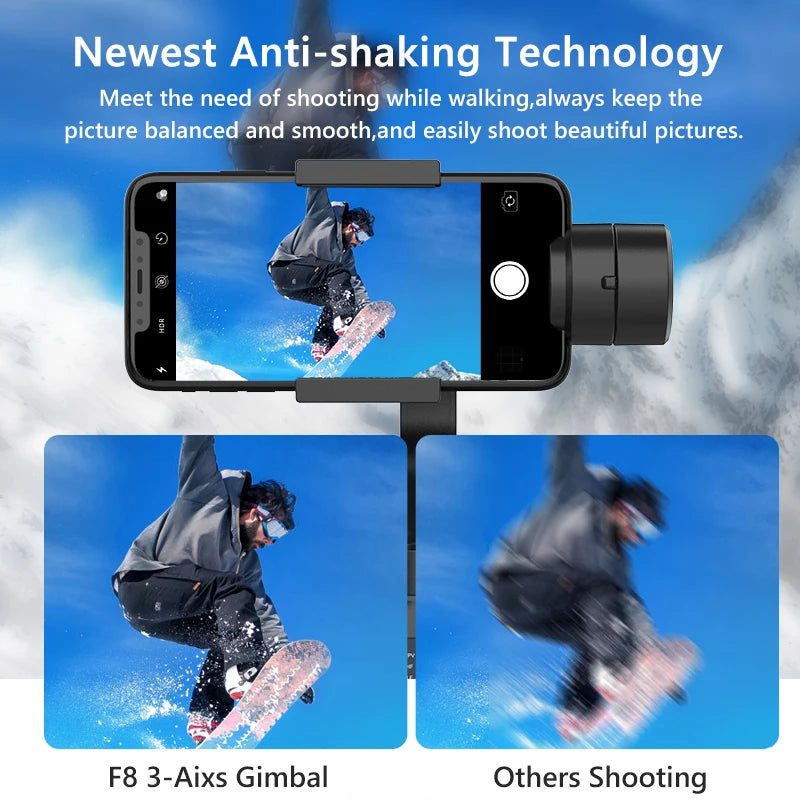 F8 Handheld 3-Axis Gimbal Phone Holder anti Shake Video Record Stabilizer for Smartphone