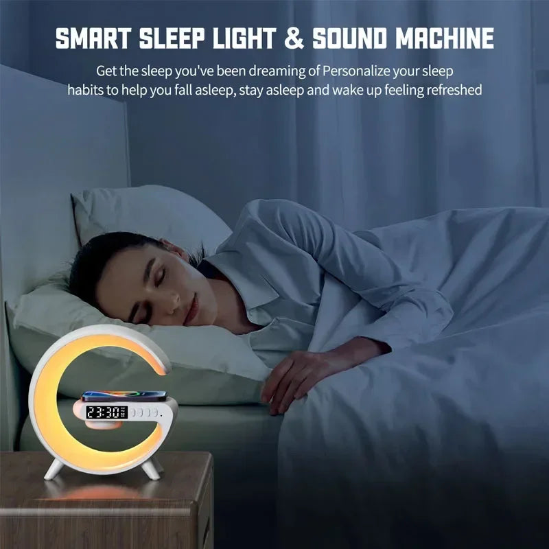 ChargeHub Pro: Wireless Charger Stand with Speaker and RGB Night Light