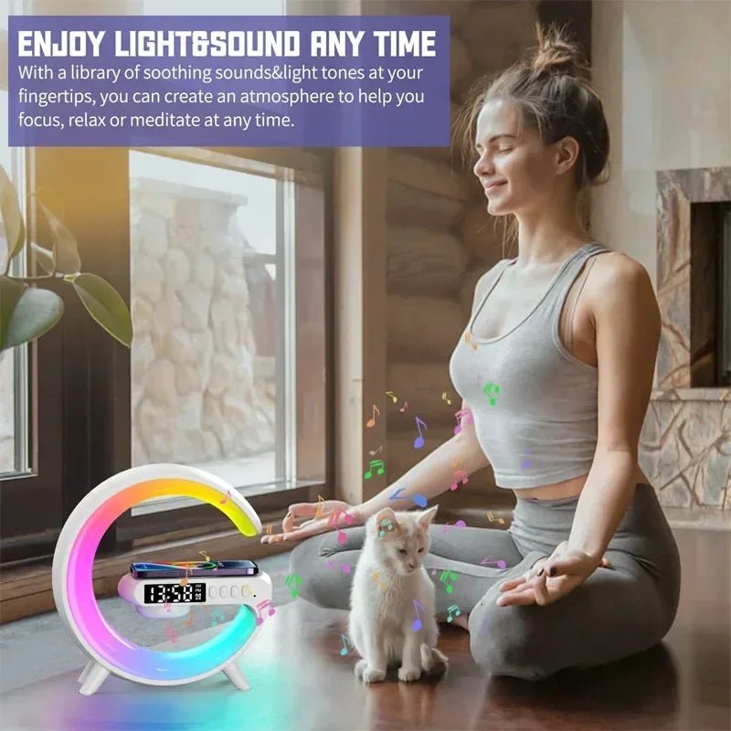 ChargeHub Pro: Wireless Charger Stand with Speaker and RGB Night Light