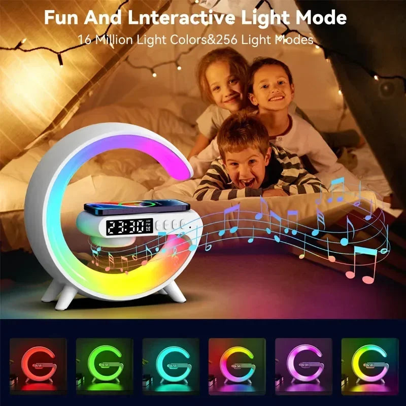 ChargeHub Pro: Wireless Charger Stand with Speaker and RGB Night Light