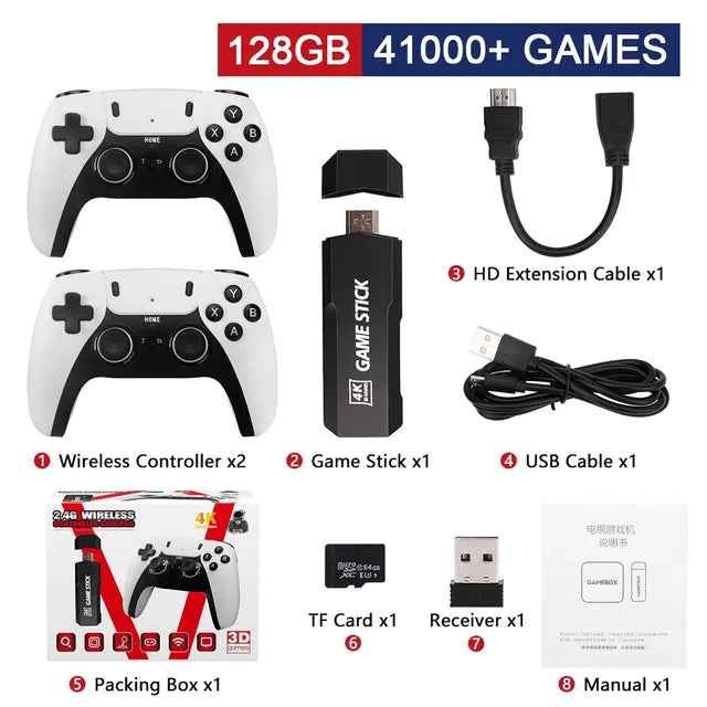 New GD10 PRO Video Game Stick Console 2.4G Double Wireless Controller Game 4K 58000 Games 256GB Retro Games Boy