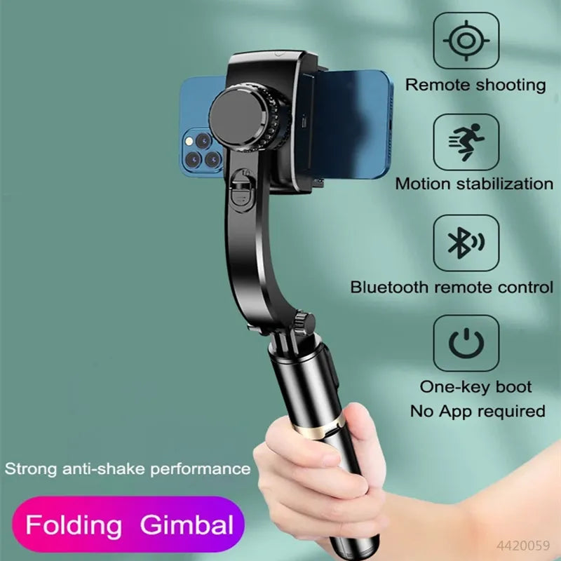 2024 NEW Gimbal Stabilizer Selfie Stick Foldable Wireless Tripod with Bluetooth Shutter Monopod for IOS Android