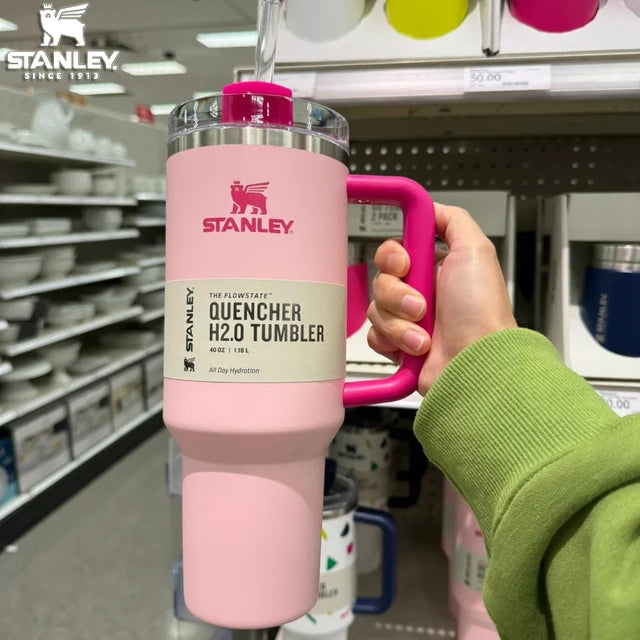 30Oz 887Ml/40Oz 1.18L QUENCHER H2.0 Tumbler with Handle with Straw Lids Stainless Steel Coffee Cup Car Mugs Fashion Gift