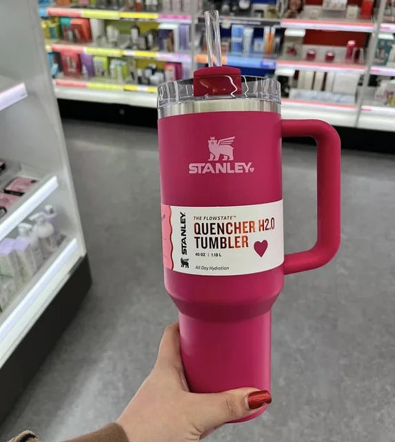 30Oz 887Ml/40Oz 1.18L QUENCHER H2.0 Tumbler with Handle with Straw Lids Stainless Steel Coffee Cup Car Mugs Fashion Gift