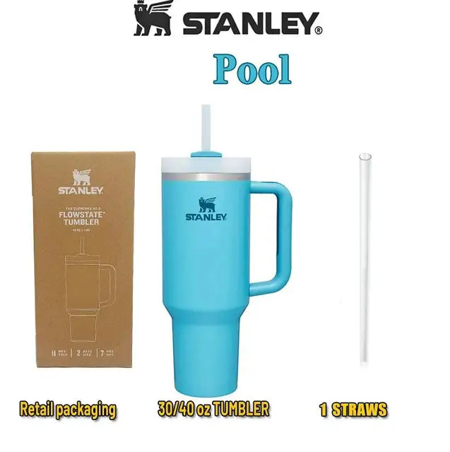 30Oz 887Ml/40Oz 1.18L QUENCHER H2.0 Tumbler with Handle with Straw Lids Stainless Steel Coffee Cup Car Mugs Fashion Gift