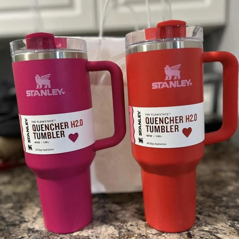30Oz 887Ml/40Oz 1.18L QUENCHER H2.0 Tumbler with Handle with Straw Lids Stainless Steel Coffee Cup Car Mugs Fashion Gift