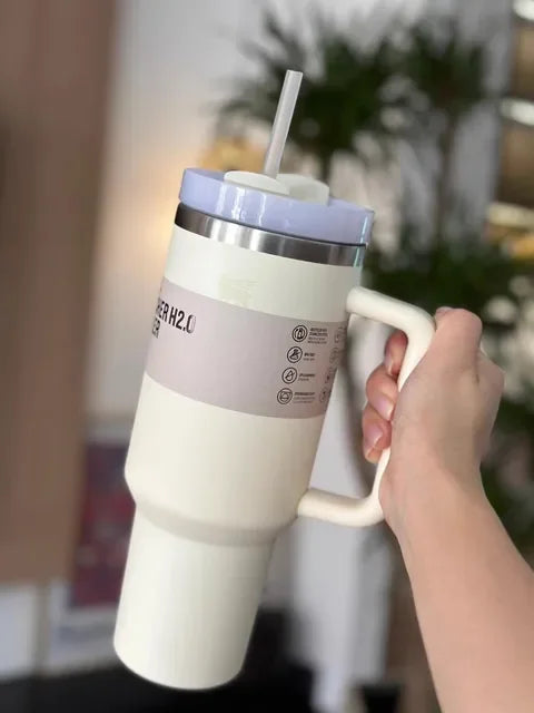 Tumbler with Handle Straw Lid Stainless Steel 30Oz/40Oz Vacuum Insulated Car Mug Double Wall Thermal Iced Travel Cup