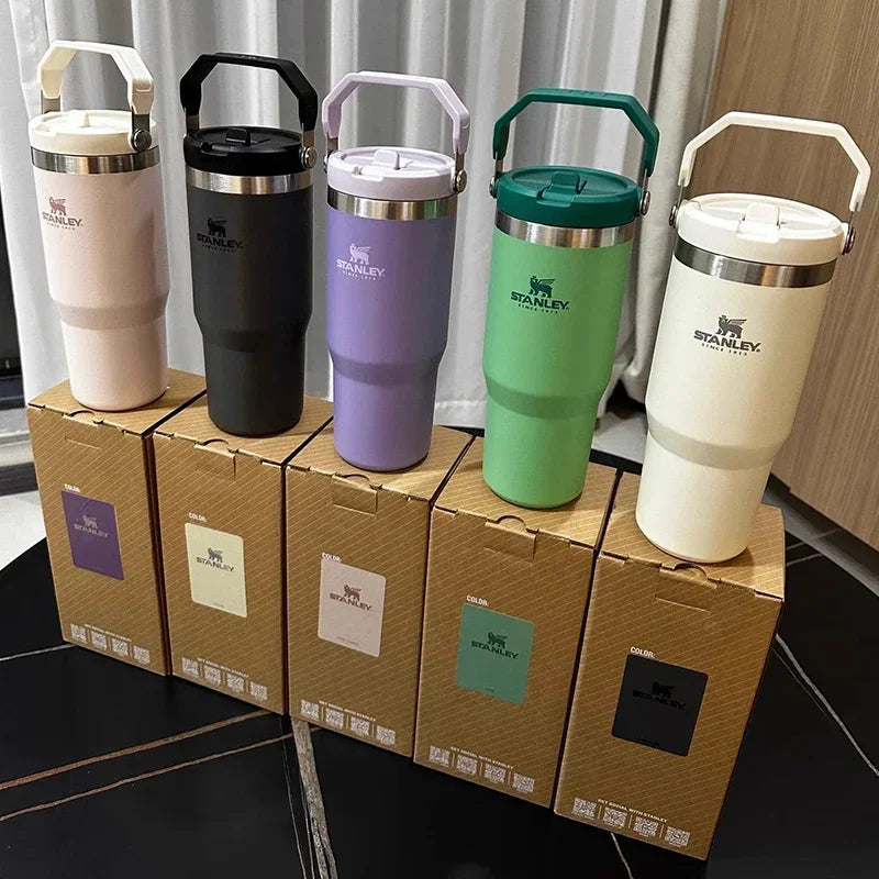 New 30Oz Stanley Iceflow Stainless Steel Tumbler with Handle Vacuum Insulated Water Bottle for Home Reusable Cup with Straw