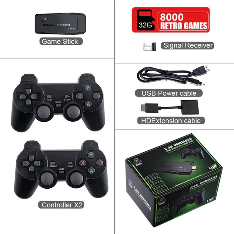 Video Game Console 2.4G Double Wireless Controller Game Stick 4K 20000 Games 64GB 32GB Retro Games for TV Boy Gift