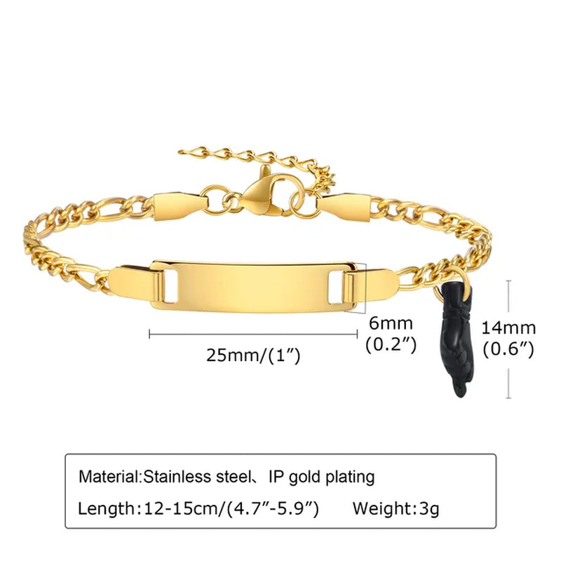 Personalized Baby Bracelet,Stainless Steel Engraved Name Date for Newborn Kids