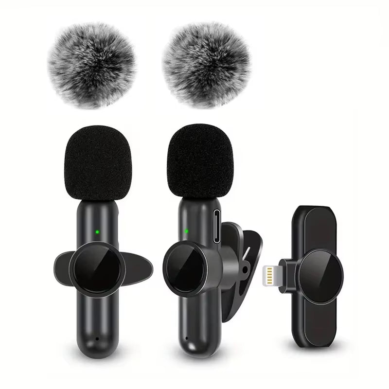 CRISPY VOICE Wireless Microphone ( with Windproof Cover Audio Video Recording Mini Mic for Iphone Android Mobile Phone Microphone)