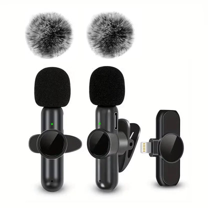 CRISPY VOICE Wireless Microphone ( with Windproof Cover Audio Video Recording Mini Mic for Iphone Android Mobile Phone Microphone)