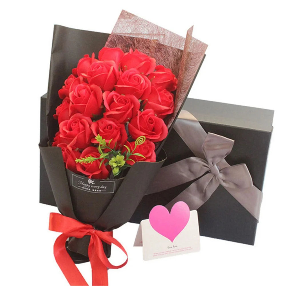Love Soap Roses Bouquet  Scented Bath Soap Flower in Case for  Valentine's Day