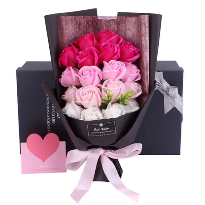 Love Soap Roses Bouquet  Scented Bath Soap Flower in Case for  Valentine's Day