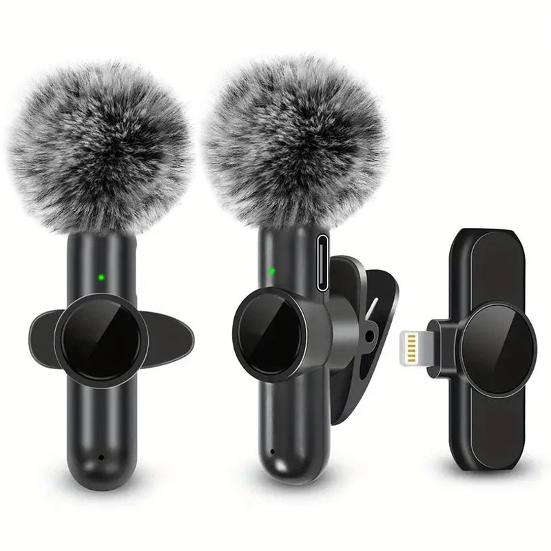 CRISPY VOICE Wireless Microphone ( with Windproof Cover Audio Video Recording Mini Mic for Iphone Android Mobile Phone Microphone)