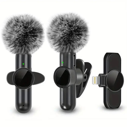 CRISPY VOICE Wireless Microphone ( with Windproof Cover Audio Video Recording Mini Mic for Iphone Android Mobile Phone Microphone)