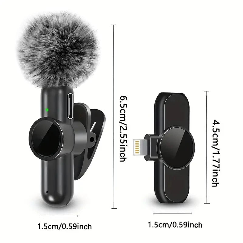 CRISPY VOICE Wireless Microphone ( with Windproof Cover Audio Video Recording Mini Mic for Iphone Android Mobile Phone Microphone)