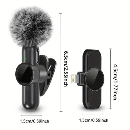 CRISPY VOICE Wireless Microphone ( with Windproof Cover Audio Video Recording Mini Mic for Iphone Android Mobile Phone Microphone)