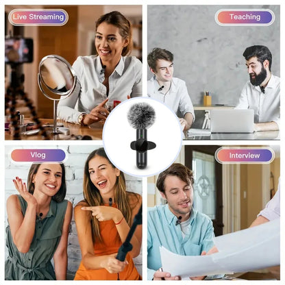 CRISPY VOICE Wireless Microphone ( with Windproof Cover Audio Video Recording Mini Mic for Iphone Android Mobile Phone Microphone)