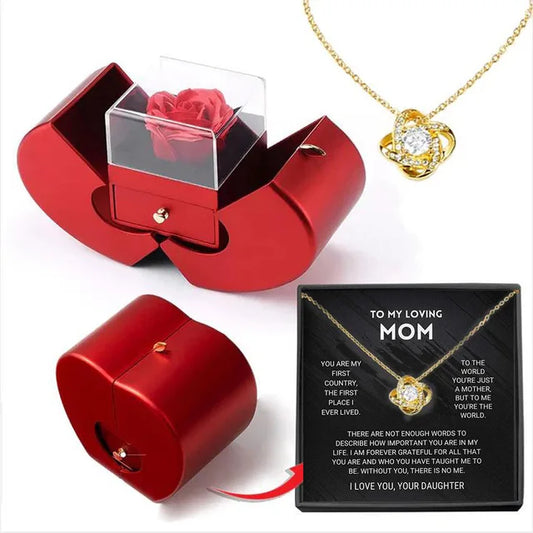 The Everlasting Love Rose Red Apple Jewelry Box Necklace