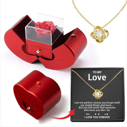 The Everlasting Love Rose Red Apple Jewelry Box Necklace