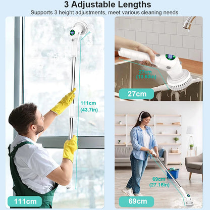 Electric Cleaning Brush Household Multifunctional Cleaning Brush 8 in 1 Wireless Cleaning Brush for Bathroom Kitchen Toilet