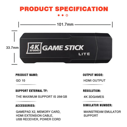 New GD10 PRO Video Game Stick Console 2.4G Double Wireless Controller Game 4K 58000 Games 256GB Retro Games Boy