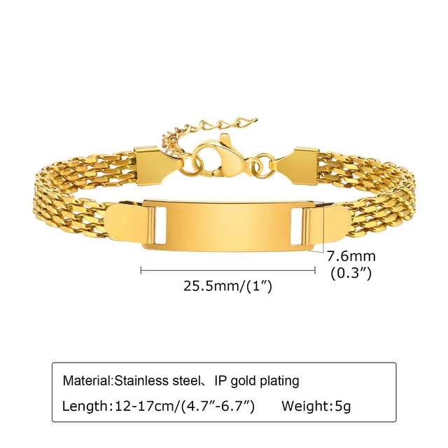 Personalized Baby Bracelet,Stainless Steel Engraved Name Date for Newborn Kids 