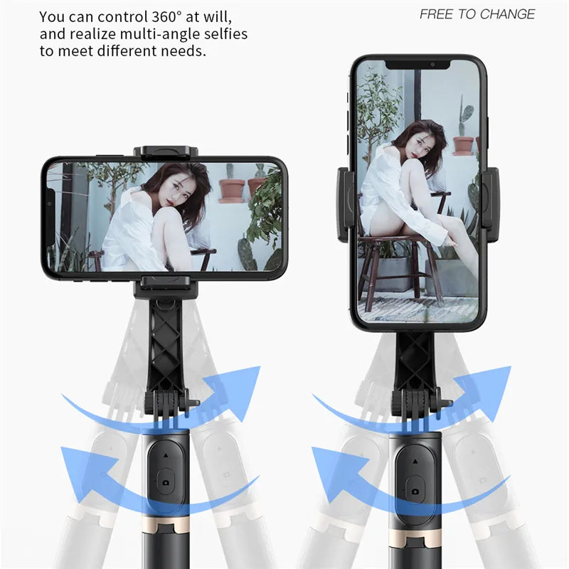 2024 NEW Gimbal Stabilizer Selfie Stick Foldable Wireless Tripod with Bluetooth Shutter Monopod for IOS Android